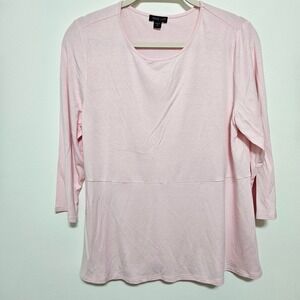J. Jill Wearever Rayon Knit Top Coquette Boho Cottage Jersey 3/4 Sleeve MP